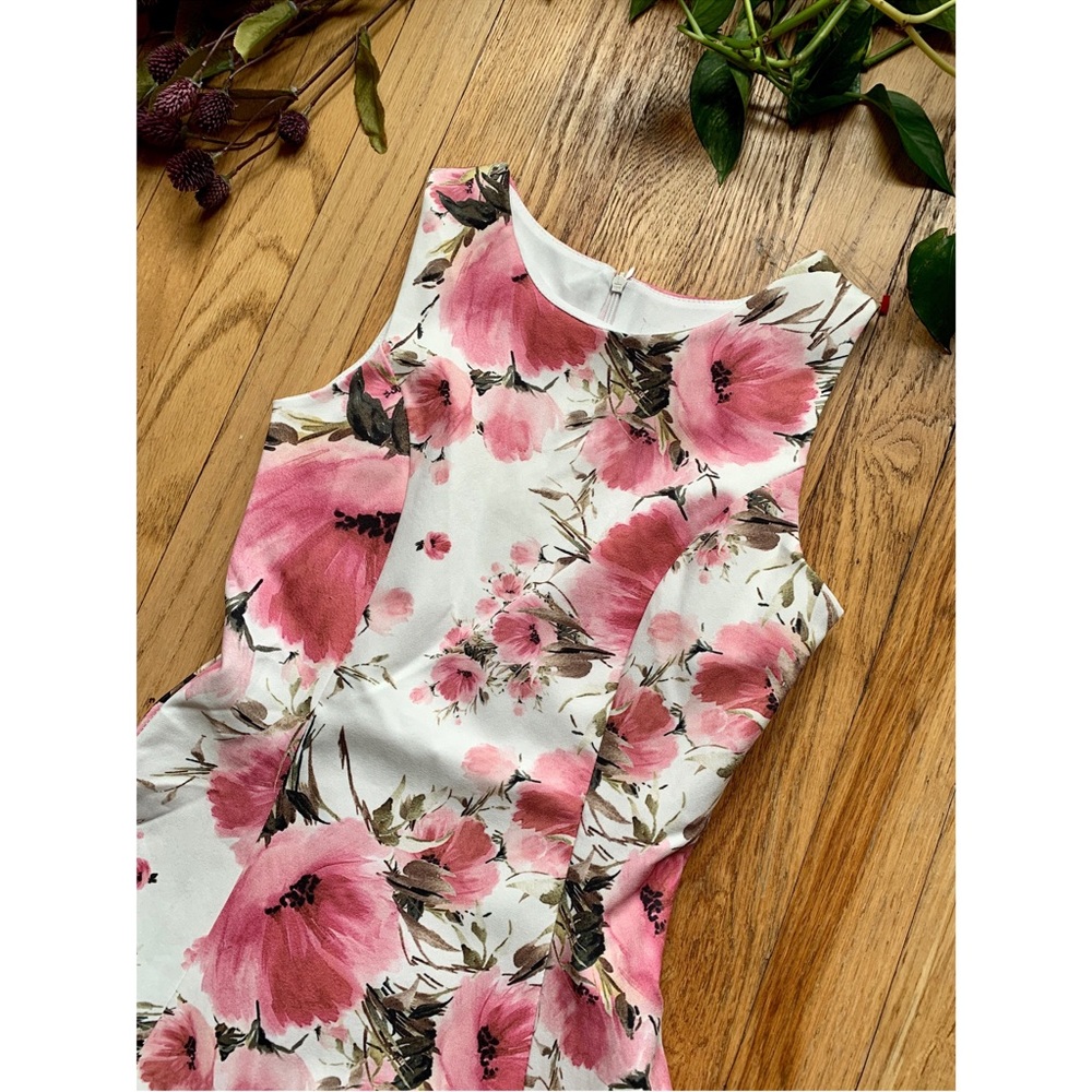 Pleated A-Line Floral Dress - Picture 3 of 7